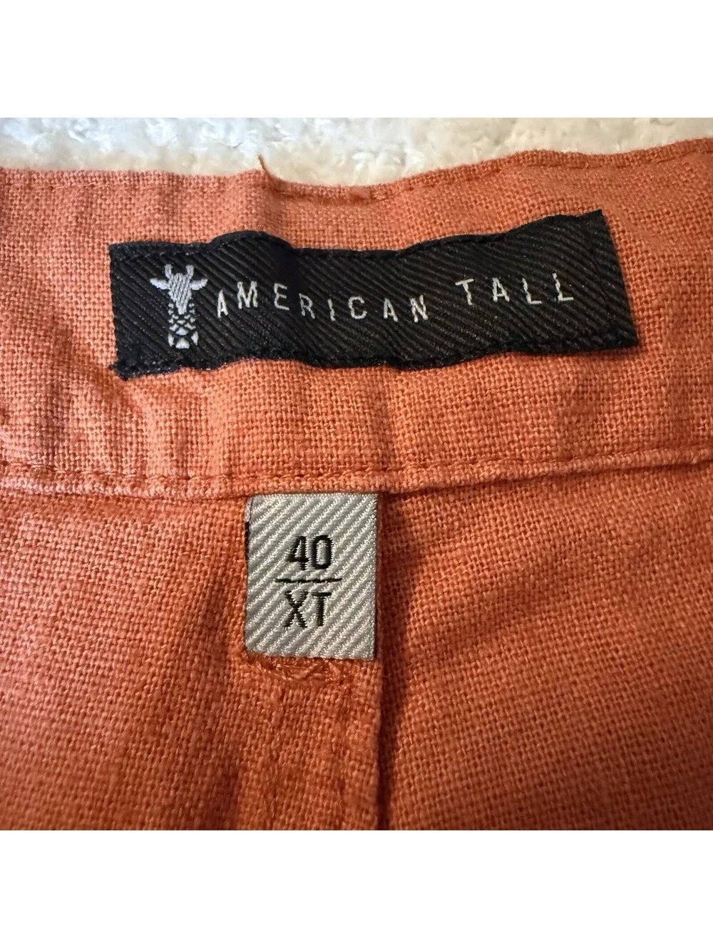 American Tall Men’s Linen Blend Shorts Orange 40XT Casual Flat Front